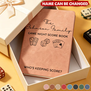 Game Night Score Book For Family, Couples, Grandparents, Board Game Lover - Personalized Leather Journal