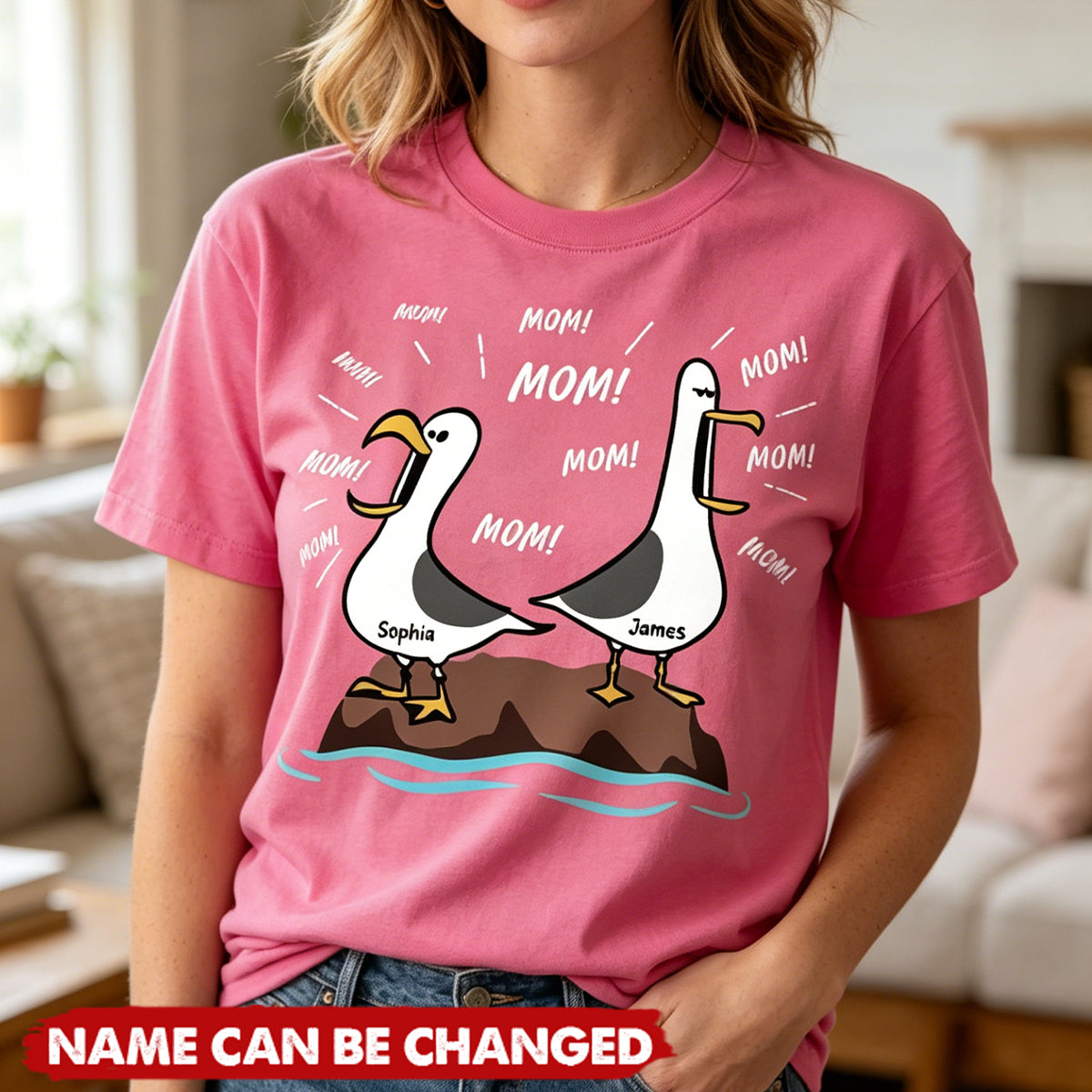 Seagull Mom Mom Mom Custom Name - Personalized Shirt - Funny Mother's Day Gift For Mom
