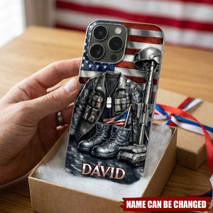 Patriotic Military Gear and Flag Phone Case, Gift For Veterans and Army Personnel