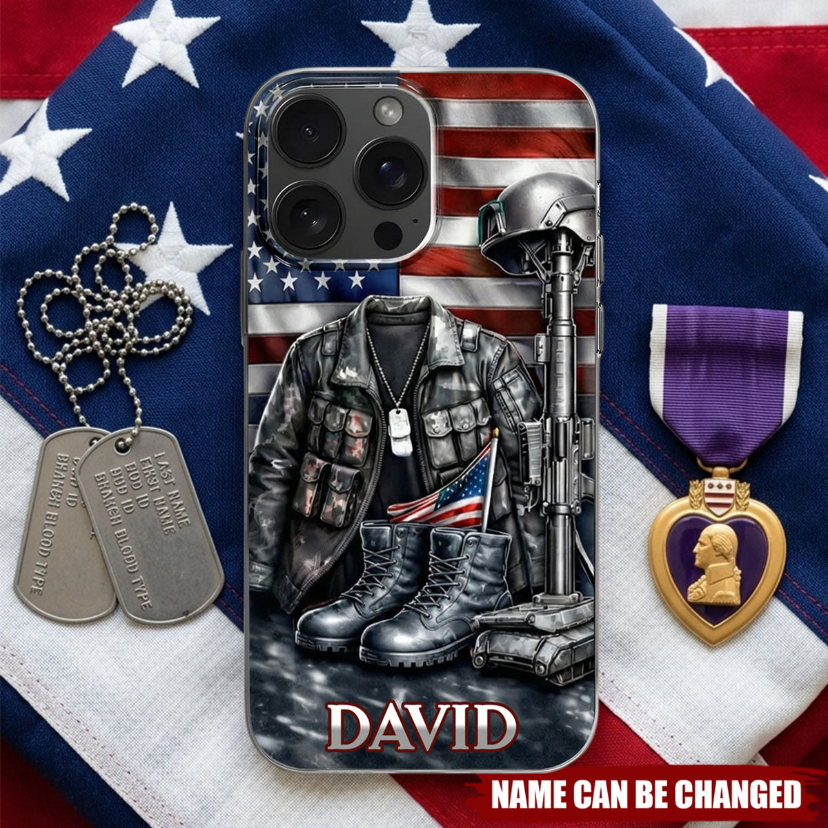 Patriotic Military Gear and Flag Phone Case, Gift For Veterans and Army Personnel