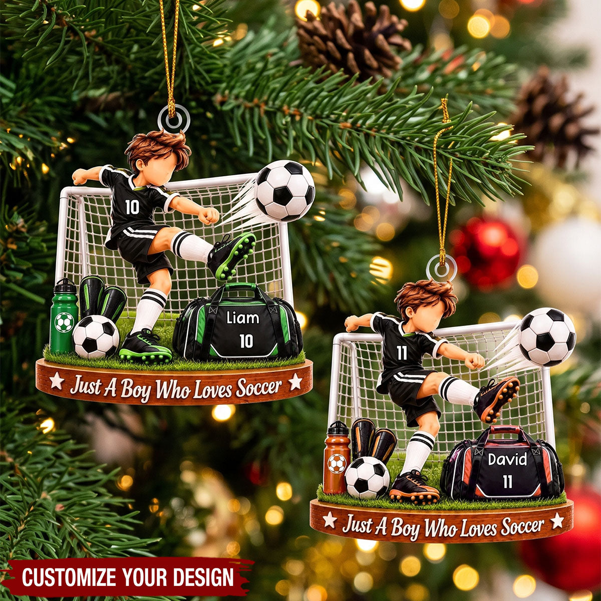Personalized Soccer Player Acrylic Ornament, Custom Name Gift