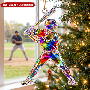 Personalized Softball Acrylic Ornament - Custom Name Softball Player Gift