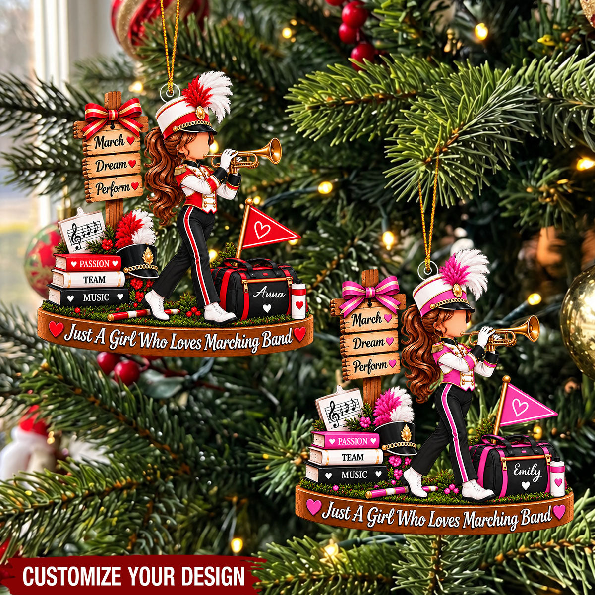 Personalized Marching Band Girl Ornament - Custom Marching Band Girl Gift