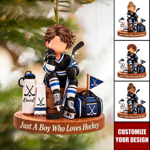 Personalized Hockey Boy Ornament - Custom Hockey Player Gift