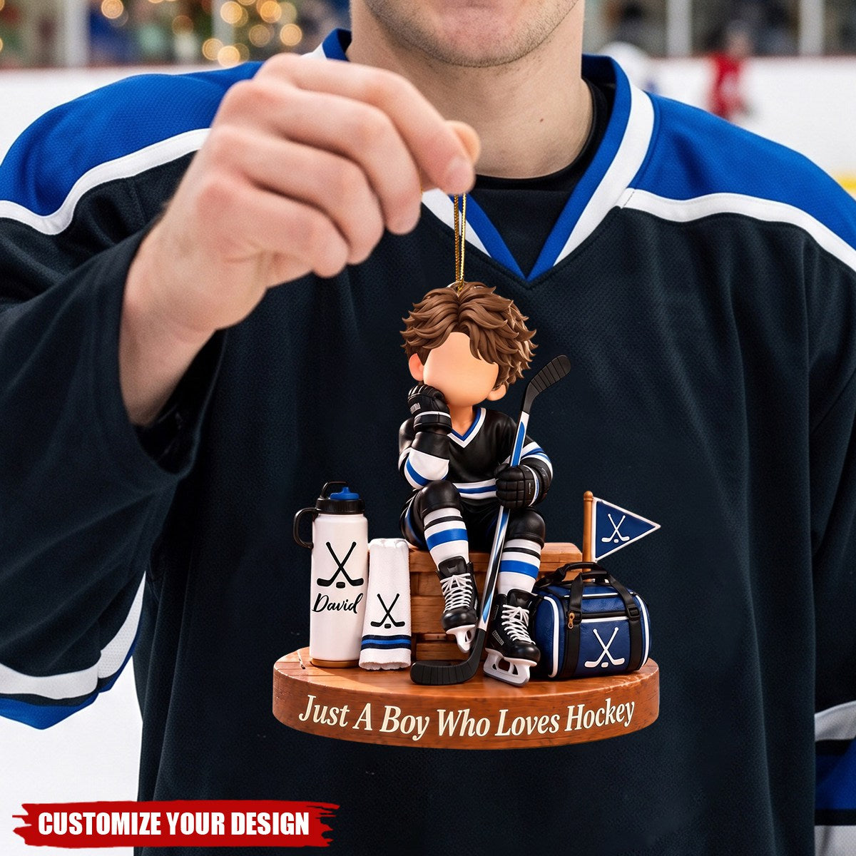 Personalized Hockey Boy Ornament - Custom Hockey Player Gift