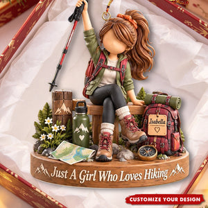 Personalized Hiking Ornament - Custom Name Hiker Girl Gift