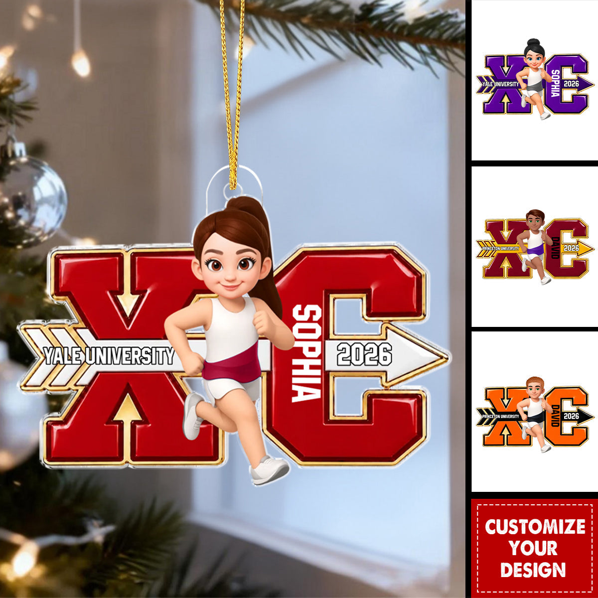 Personalized Cross Country For Boy Girl Ornament - Custom Gift For Runner Grandkids