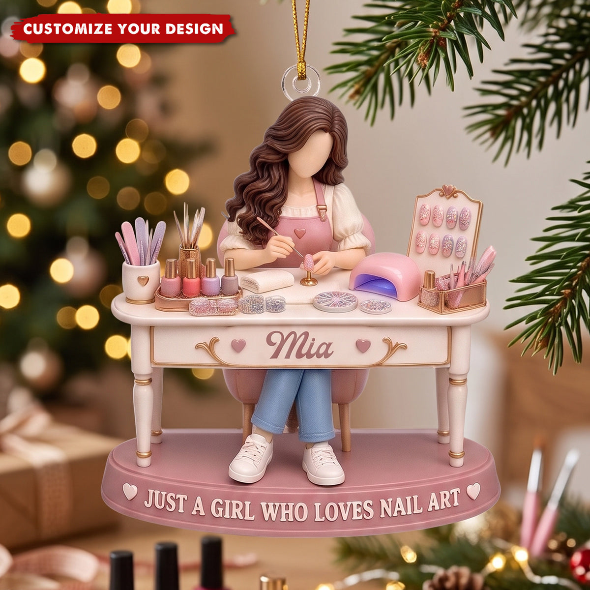 Just A Girl Who Loves Nail Art - Custom Nail Tech Girl Polish Salon Ornament