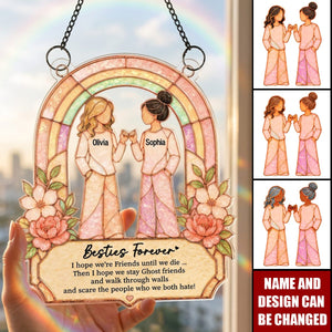 Besties Forever Pinky Promise - Personalized Acrylic Suncatcher - Friendship Keepsake For Best Friends