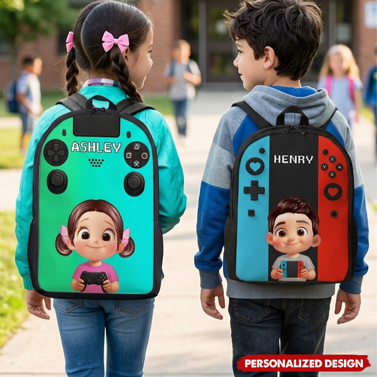 Gamer Design for Boys Girls - Personalized Backpack - Back to School Backpack for Kids