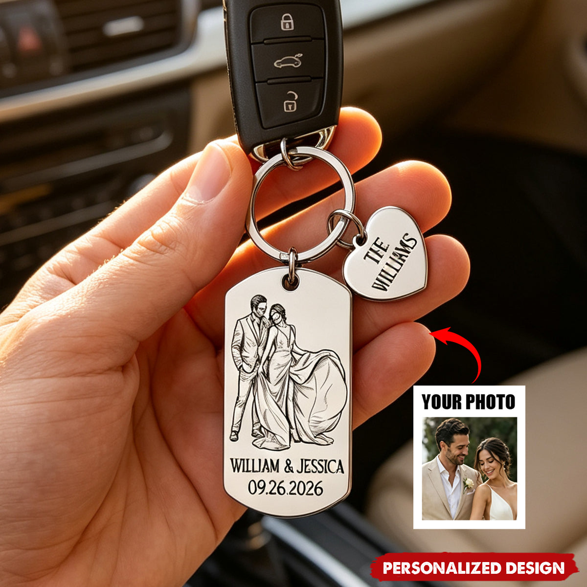 Custom Photo Couples Wedding Engaged Bachelor Party - Personalized Stainless Steel Keychain