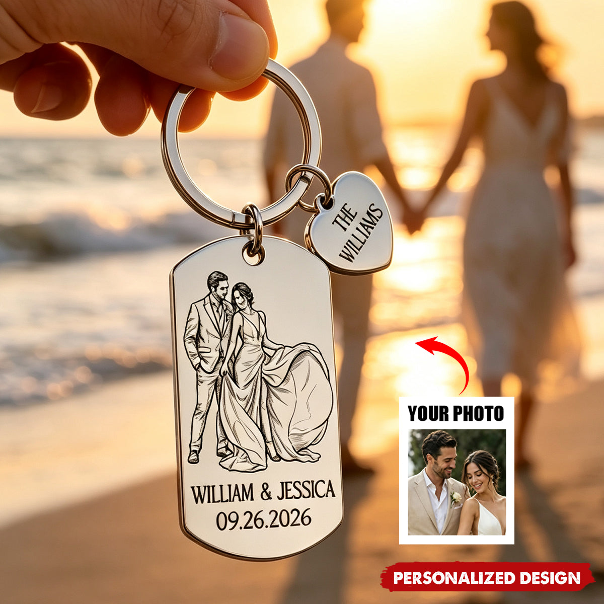 Custom Photo Couples Wedding Engaged Bachelor Party - Personalized Stainless Steel Keychain