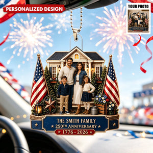 Personalized 250th Anniversary America Acrylic Ornament From The USA - Custom Family Photo Patriotic Gift