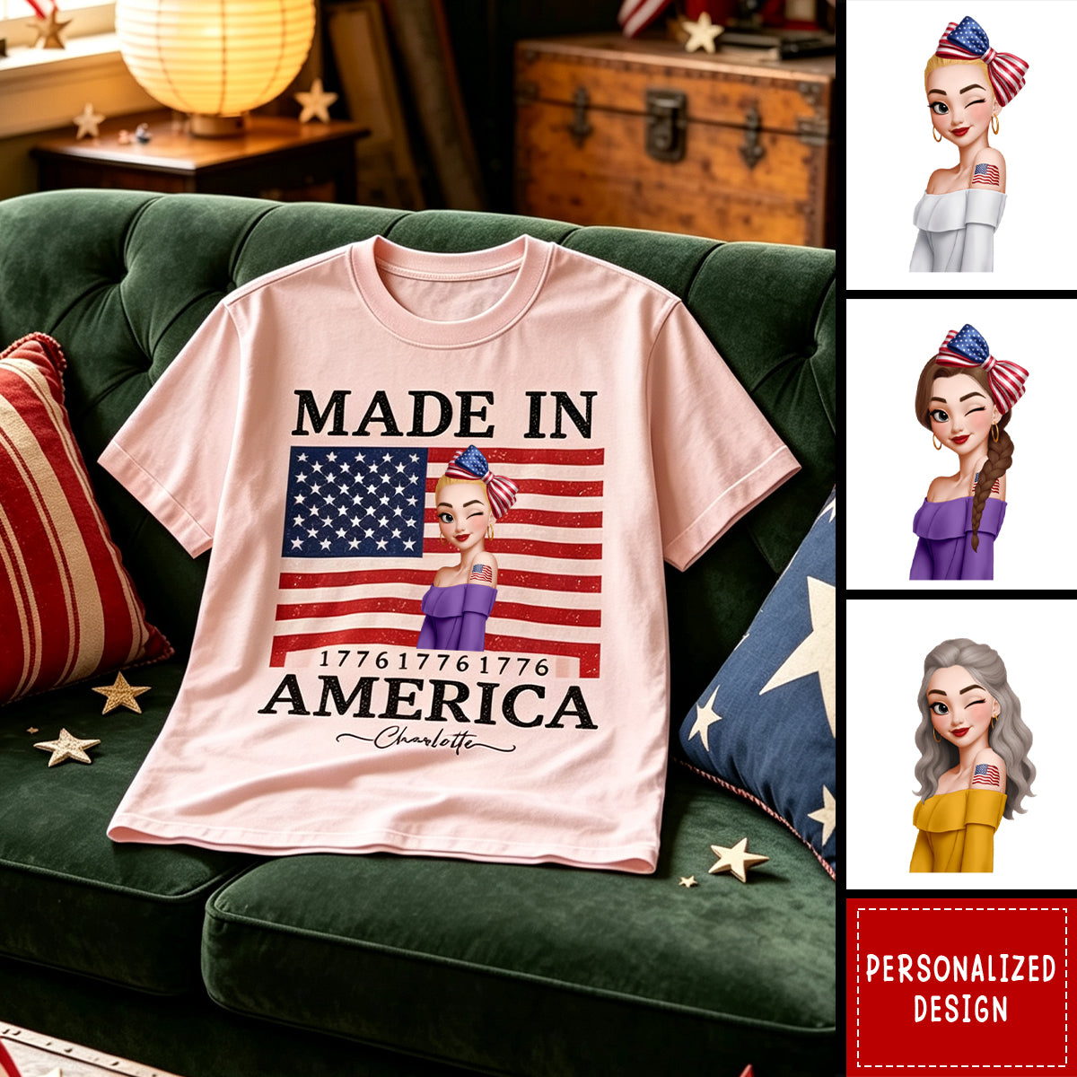 Made In America Patriotic Flag - Personalized Shirt