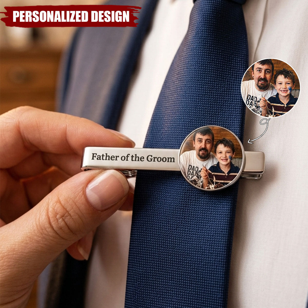 Photo Tie Clip Wedding Gift For Dad, Husband, Groom, Groomsman - Personalized Tie Clip