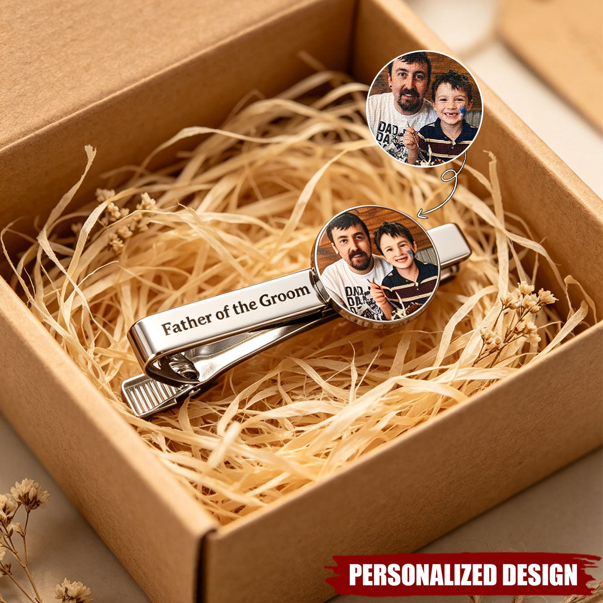 Photo Tie Clip Wedding Gift For Dad, Husband, Groom, Groomsman - Personalized Tie Clip