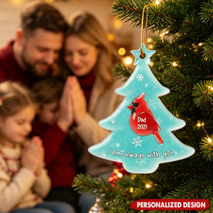 Sea Glass Effect Christmas Cardinals Memorial - Personalized Acrylic Ornament