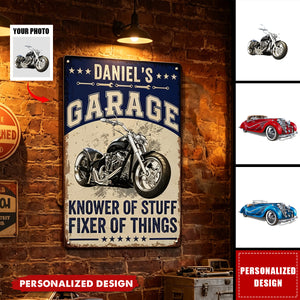 Knower Of Stuff Fixer Of Things - Custom Vintage Car, Motor - Personalized Metal Sign