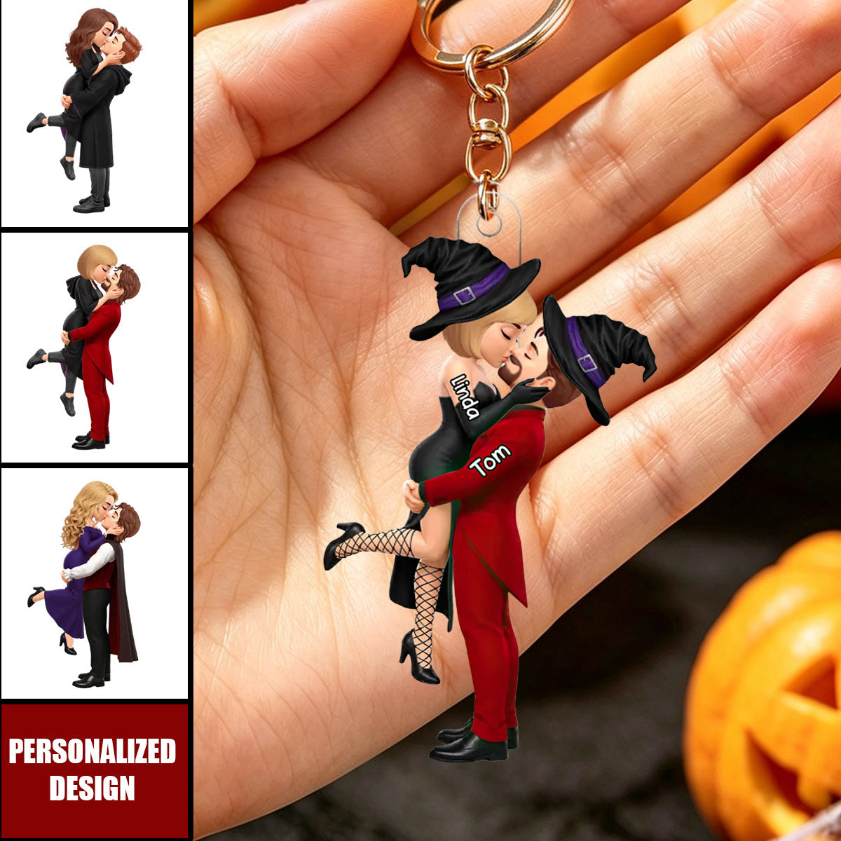 Personalized Halloween, Anniversary, and Wedding Gifts for Couples – Custom Hanging Keychain