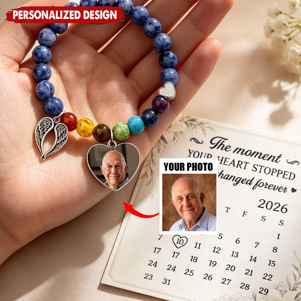 Custom Photo Rainbow Bridge Bracelet - Personalized Memorial Sympathy Gifts For Loss Of Mom, Dad - Loved Always Remembered Forever