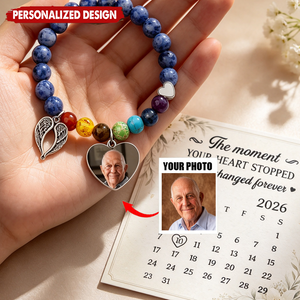 Custom Photo Rainbow Bridge Bracelet - Personalized Memorial Sympathy Gifts For Loss Of Mom, Dad - Loved Always Remembered Forever
