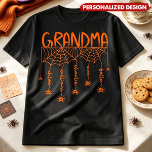 Grandma Spooky Spiders Web - Personalized Shirt