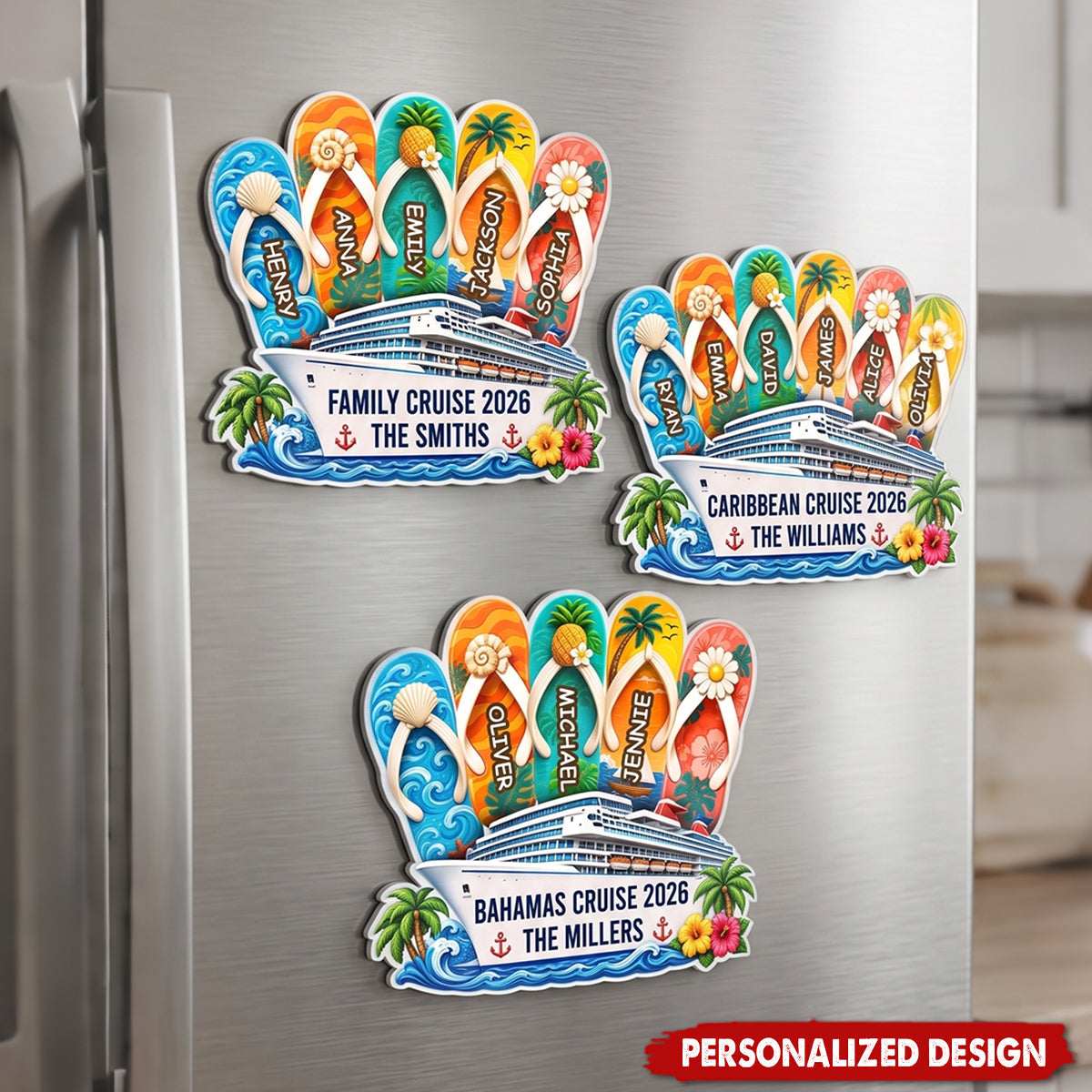 Custom Cruise Ship Door Magnet - Personalized Summer Vacation And Travel Gifts For Mom, Dad, Brother, Sister - Sailing Together