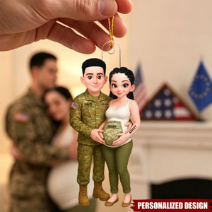 Expecting Army Parents - Personalized Acrylic Ornament - Special Gift for Expecting Parents, for Him, for Her