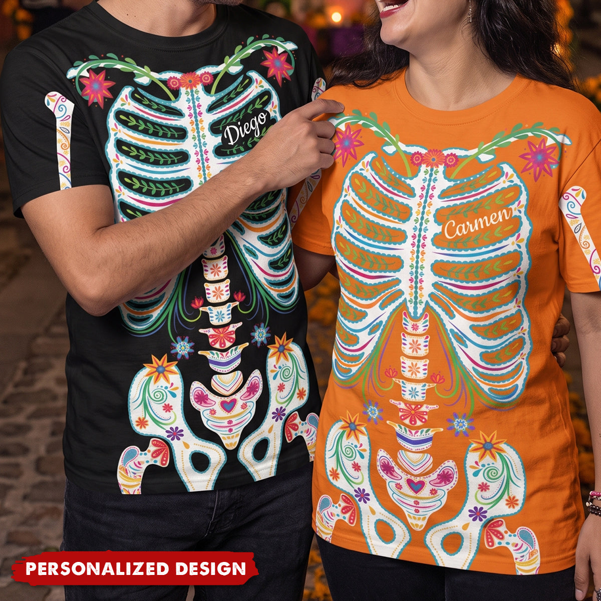 Day Of The Dead Sugar Skeleton Hispanic Mexican Latinos Flowers - Personalized Shirt