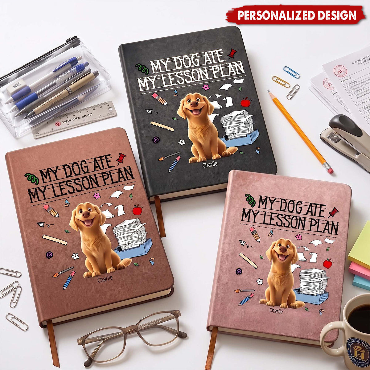 Back To School Teacher Gift My Dog Ate My Lesson Plan - Personalized Journal