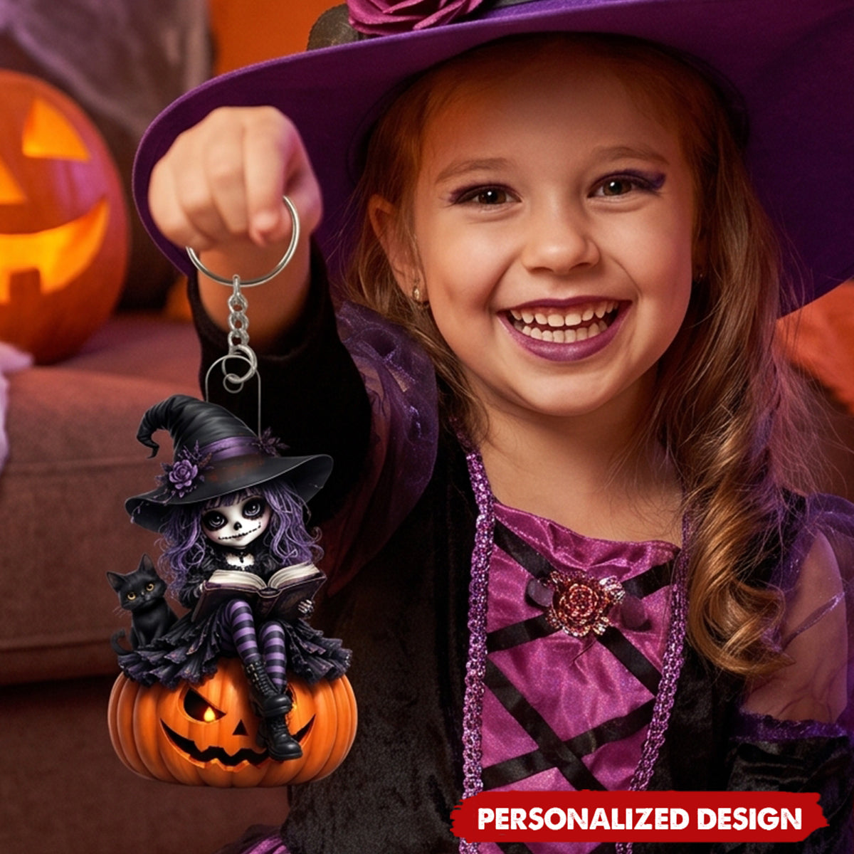 Personalized Acrylic Hanging Keychain – A Halloween Gift for Your Daughter or Granddaughter