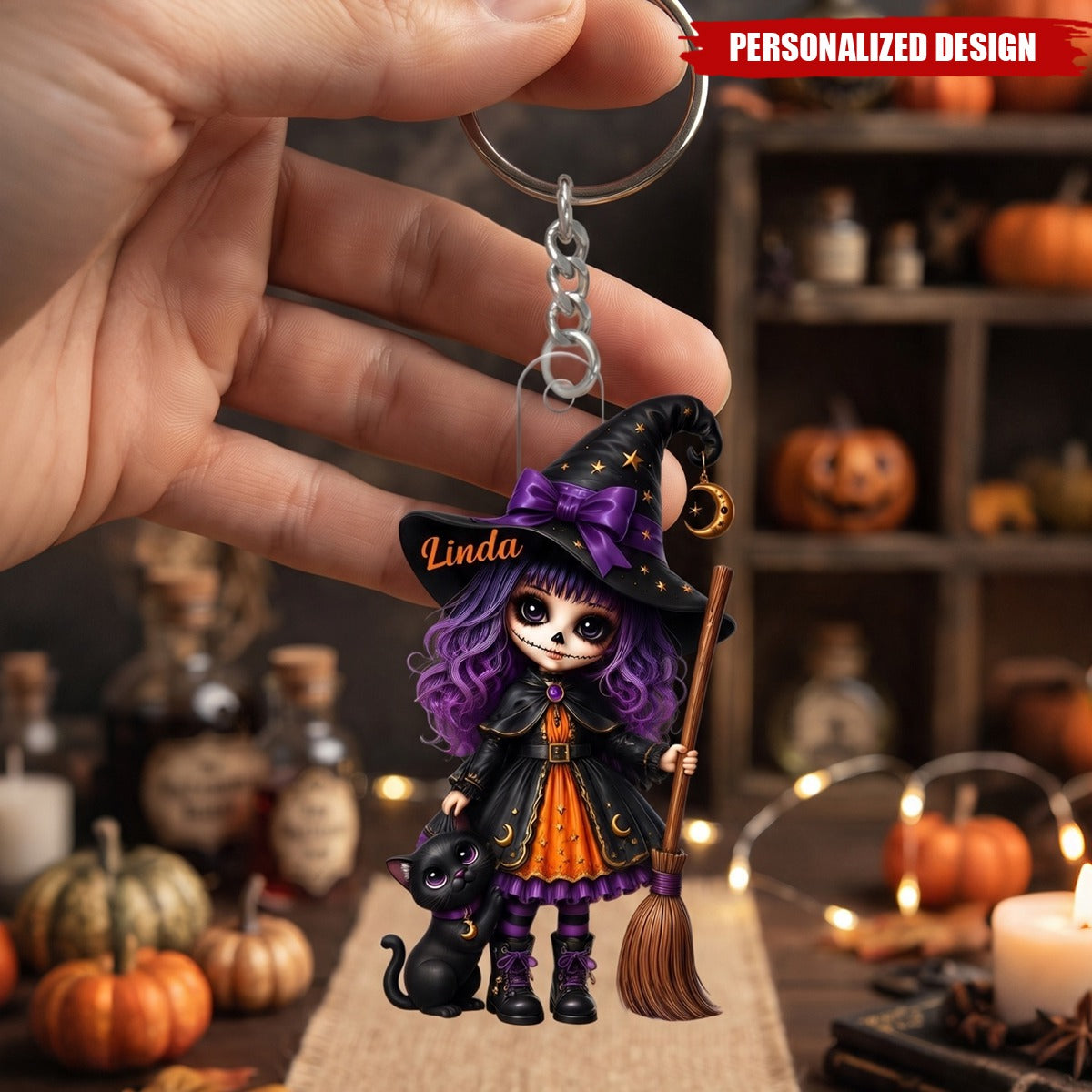 Personalized Acrylic Hanging Keychain – A Halloween Gift for Your Daughter or Granddaughter