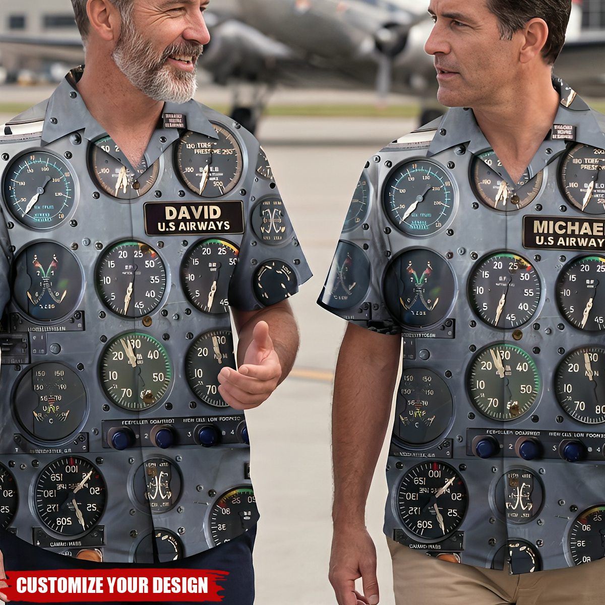 Pilot Flight Instruments Panel Hawaiian Shirt - Custom Name & Number