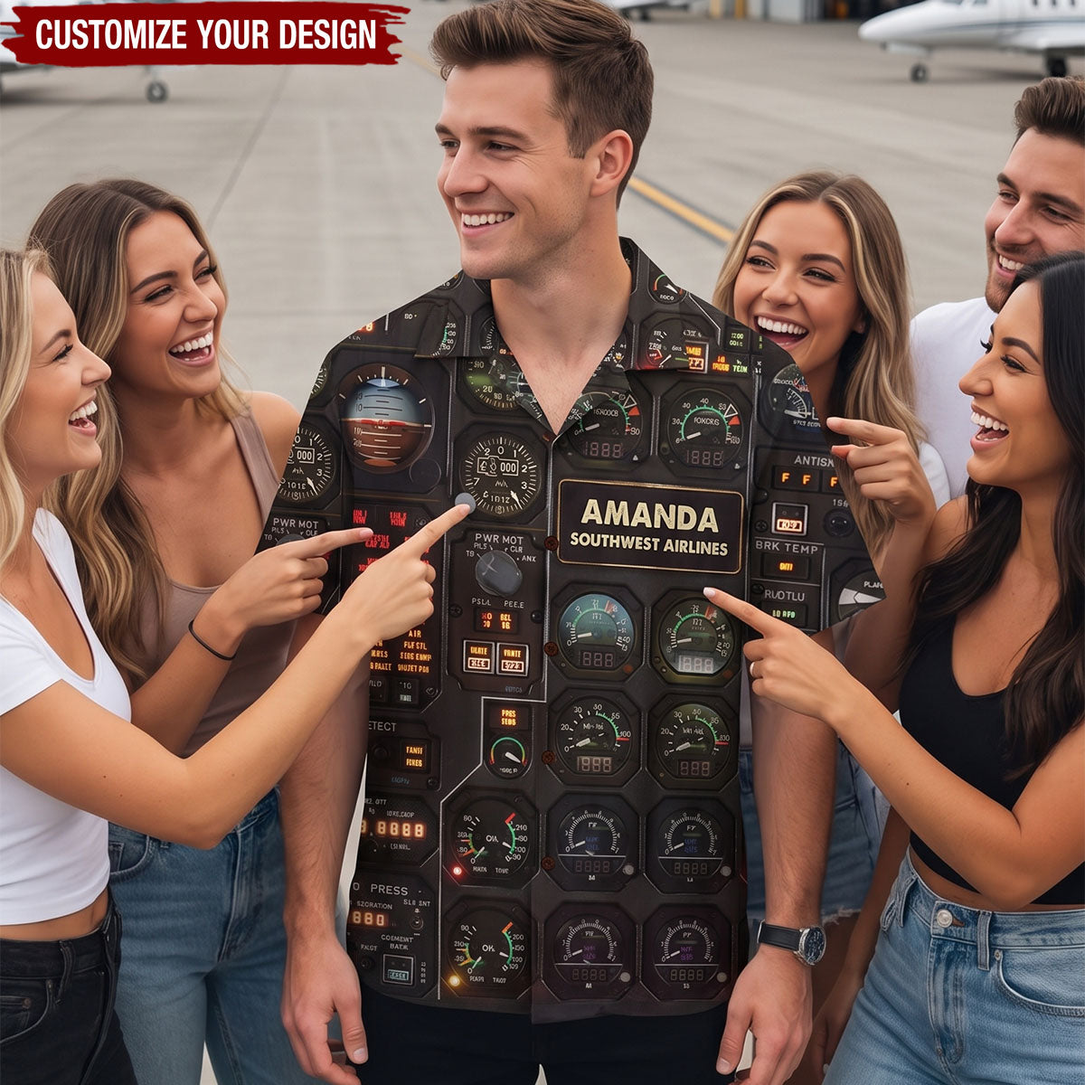 Pilot Seaplane Control Panel Hawaiian Shirt - Custom Name & Number