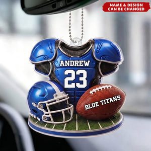 Custom America Football Acrylic Car Ornament - Personalized Birthday Gifts For America Football Lovers, Sports Fans, Sports Lovers - Game Day All Day