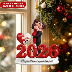 The Year I Found My Missing Piece - Personalized Acrylic Ornament - Christmas Keepsake for Couples
