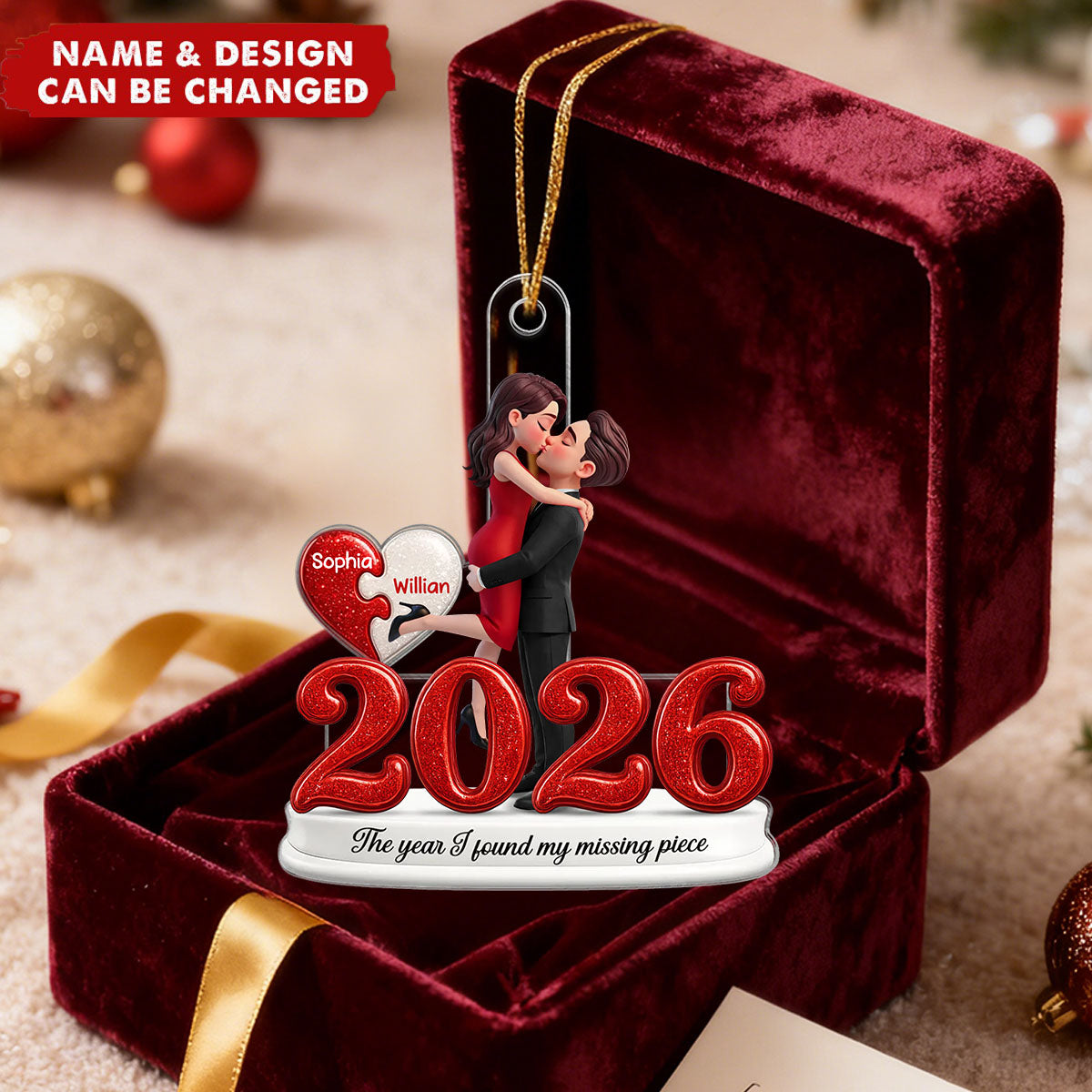 The Year I Found My Missing Piece - Personalized Acrylic Ornament - Christmas Keepsake for Couples