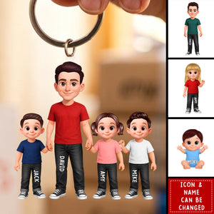 Hot Dads Club -Personalized 2-Layered Acrylic Keychain - Funny Father's Day Gift For Dad, Husband