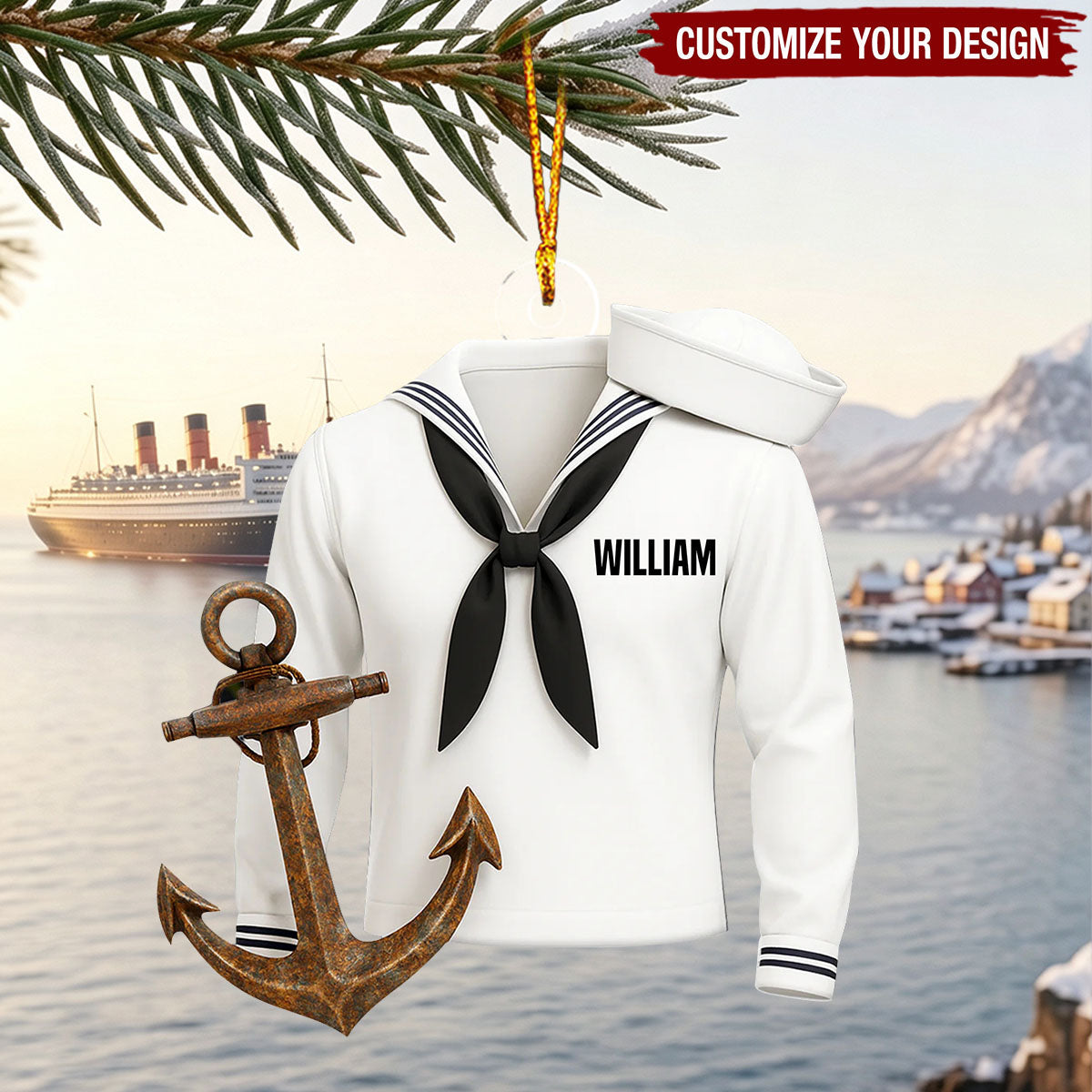 Sail With Courage & Pride – Personalized Christmas Ornament