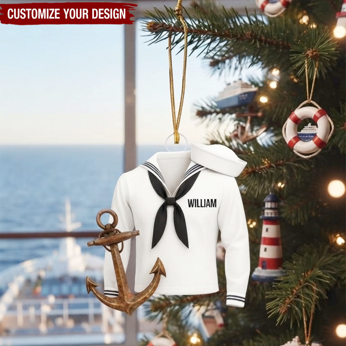 Sail With Courage & Pride – Personalized Christmas Ornament