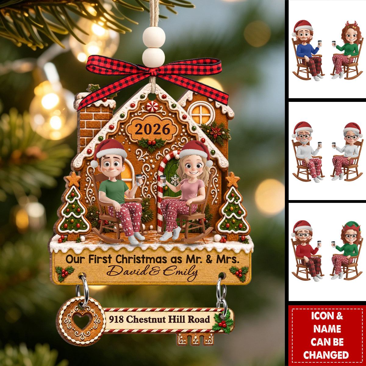 Custom First Christmas Ornament With Tag - Personalized Couple Gifts - Under Our Snowy Roof