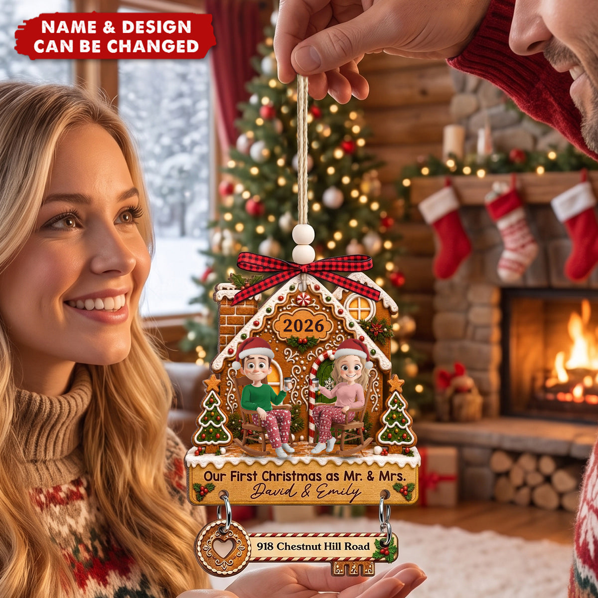 Custom First Christmas Ornament With Tag - Personalized Couple Gifts - Under Our Snowy Roof