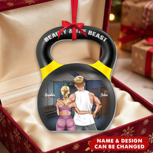 Beauty And The Beast, Personalized Workout Couple Acrylic Custom Shape Ornament, Christmas Gift