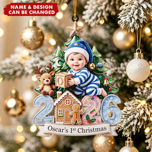 Baby Boy First Christmas Ornament, 2026 Newborn Keepsake, Personalized Baby Gift