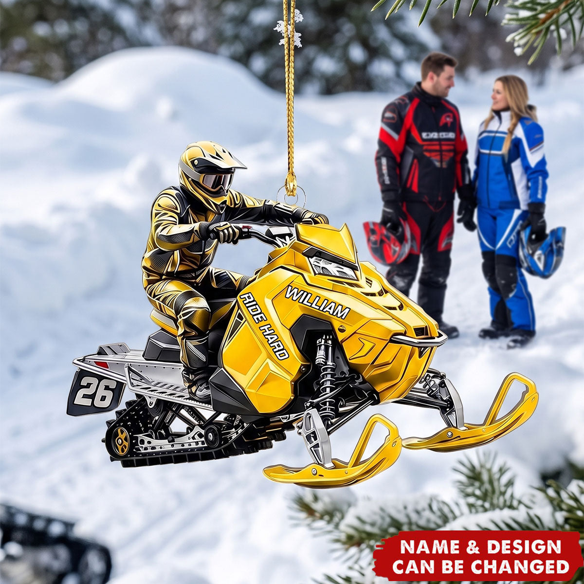 Personalized Snowmobile Ornament, Custom Snowmobiler Gift for Him