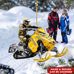 Personalized Snowmobile Ornament, Custom Snowmobiler Gift for Him