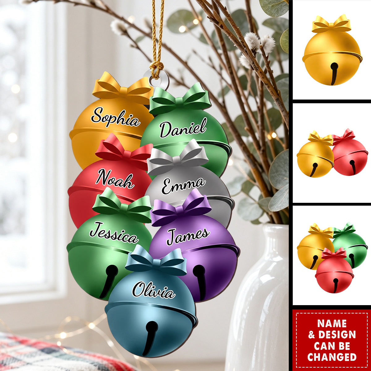 Family Christmas Bells - Personalized Acrylic Ornament