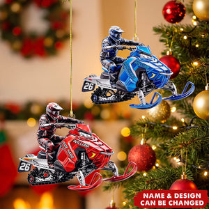 Personalized Snowmobile Ornament, Custom Snowmobiler Gift for Him