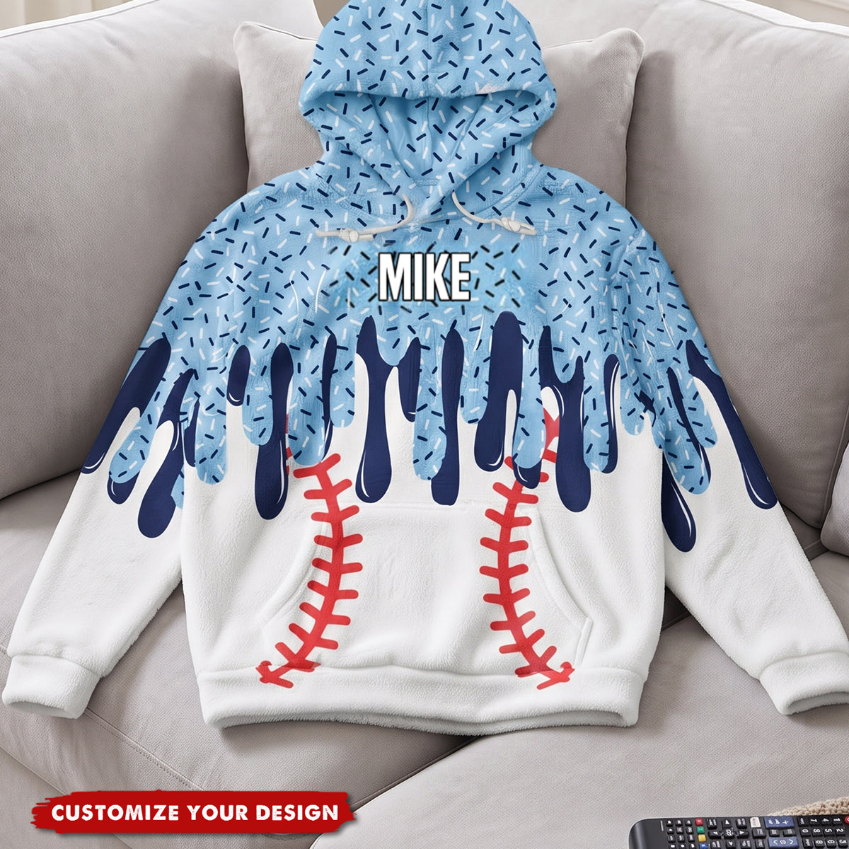 Icecream Drip Design For Baseball, Softball, Soccer, Football, Basketball, Hockey Lover - Personalized Hoodie