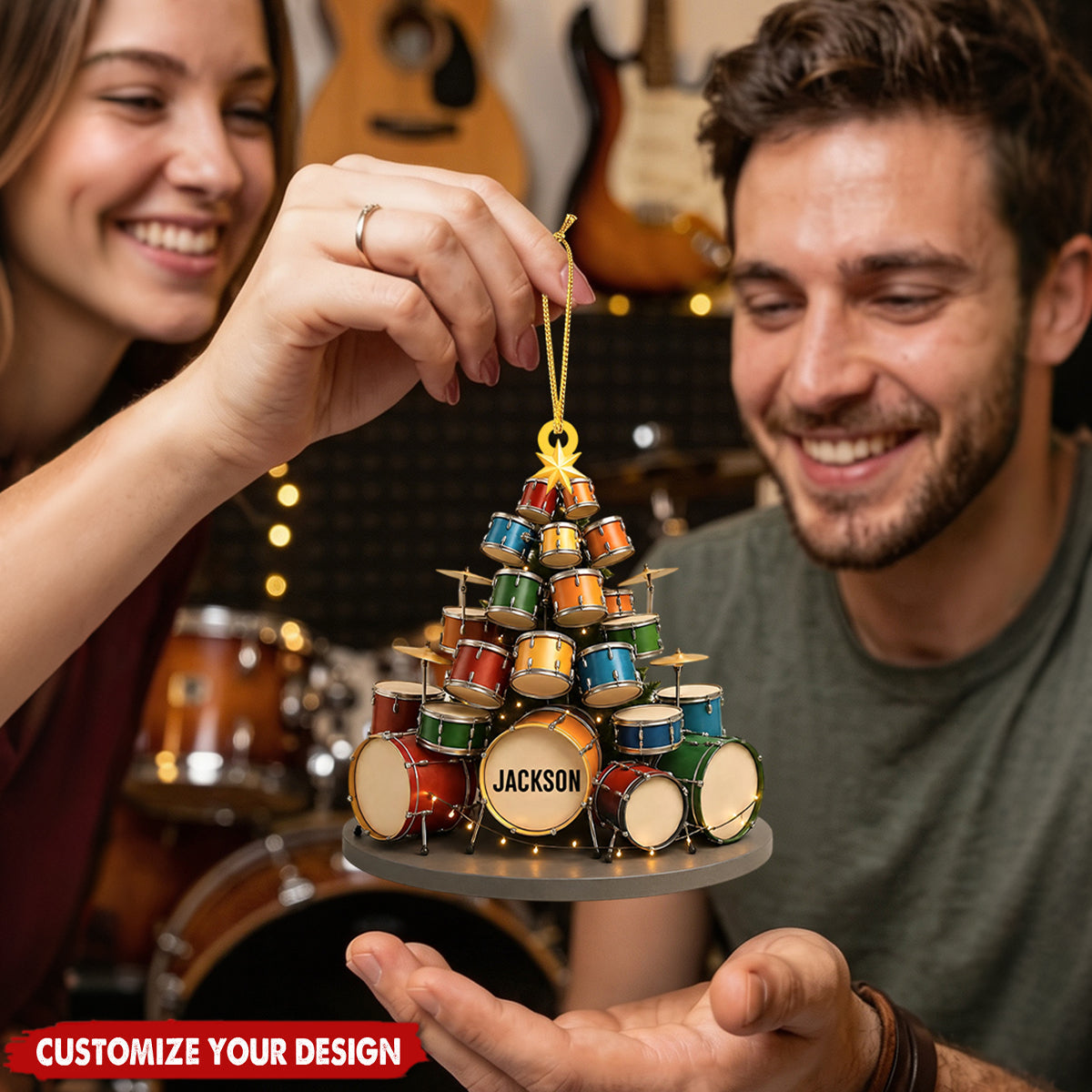 Custom Drum Ornament, Personalized Drum Xmas Ornament, Xmas Gifts For Drummer